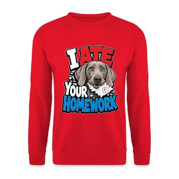 Weimaraner - Unisex Pullover - Rot - Vorne - Alina (178cm) & Michal (187cm)