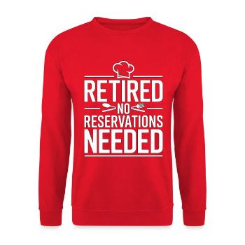 Retired No Reservations Culinary Arts Retired Chef - Unisex Pullover - Rot - Vorne - Alina (178cm) & Michal (187cm)