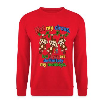 Lustiger Tierpfleger, nicht mein Zirkusaffen, Zoowärter - Unisex Pullover - Rot - Vorne - Alina (178cm) & Michal (187cm)