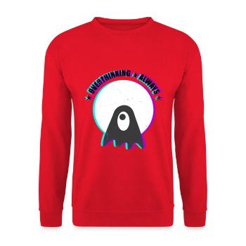 Overthinking Always Ghost Y2K Streetwear T-Shirt - Unisex Pullover - Rot - Vorne - Alina (178cm) & Michal (187cm)