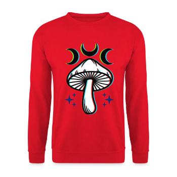 Psychedelisches Festival-Hippie-Pilz-Batik-Rave - Unisex Pullover - Rot - Vorne - Alina (178cm) & Michal (187cm)