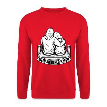 Valentinstag Geschenkidee Partner Hochzeitstag - Unisex Pullover - Rot - Vorne - Alina (178cm) & Michal (187cm)