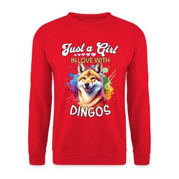 Australischer Wildhund Mädchen Dingo - Unisex Pullover - Rot - Vorne - Alina (178cm) & Michal (187cm)