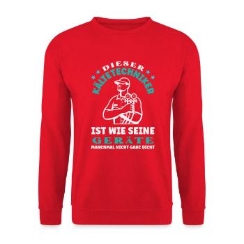 Kältetechniker Klimatechniker Handwerker Spruch - Unisex Pullover - Rot - Vorne - Alina (178cm) & Michal (187cm)