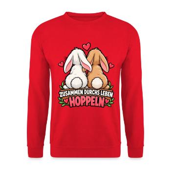 Valentinstag Geschenkidee Partner Hochzeitstag - Unisex Pullover - Rot - Vorne - Alina (178cm) & Michal (187cm)