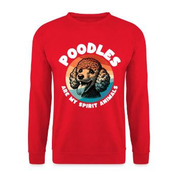 Lustige Pudel Sprüche - Unisex Pullover - Rot - Vorne - Alina (178cm) & Michal (187cm)