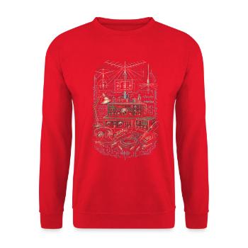 Amateurfunk Amateurfunker - Unisex Pullover - Rot - Vorne - Alina (178cm) & Michal (187cm)