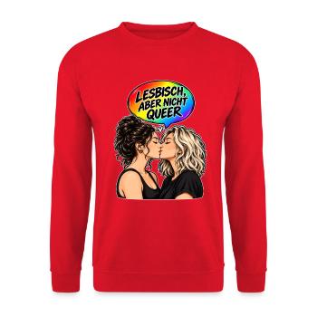Lesbisch nicht Queer - Unisex Pullover - Rot - Vorne - Alina (178cm) & Michal (187cm)
