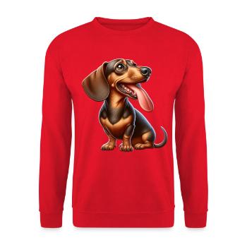 Dackel - Unisex Pullover - Rot - Vorne - Alina (178cm) & Michal (187cm)