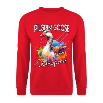 Pilgrim Gans Flüsterer - Unisex Pullover - Rot - Vorne - Alina (178cm) & Michal (187cm)