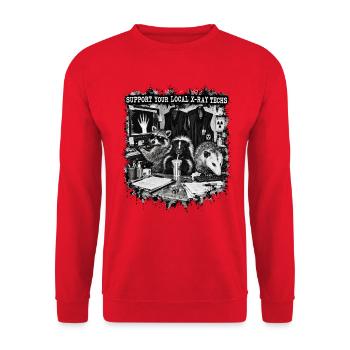Unterstützen Sie Ihre lokalen Röntgentechniker lustig. - Unisex Pullover - Rot - Vorne - Alina (178cm) & Michal (187cm)