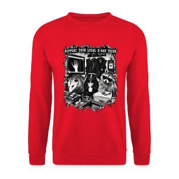 Unterstützen Sie Ihre lokalen Röntgentechniker lustig. - Unisex Pullover - Rot - Vorne - Alina (178cm) & Michal (187cm)