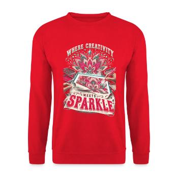 Diamond Painting Keep Calm And Place Diamonds - Unisex Pullover - Rot - Vorne - Alina (178cm) & Michal (187cm)