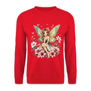  Verzauberte Fee Blumen Orchideen Fantasie Mystisc - Unisex Pullover - Rot - Vorne - Alina (178cm) & Michal (187cm)