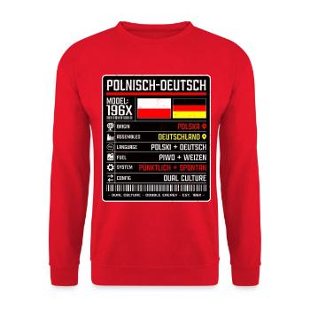 Deutschpolen - zwischen zwei Kulturen 196x - Unisex Pullover - Rot - Vorne - Alina (178cm) & Michal (187cm)