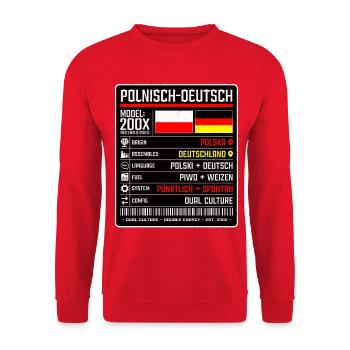 Deutschpolen - zwischen zwei Kulturen 200x - Unisex Pullover - Rot - Vorne - Alina (178cm) & Michal (187cm)