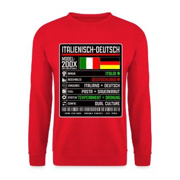 Deutschitaliener - zwischen zwei Kulturen 200x - Unisex Pullover - Rot - Vorne - Alina (178cm) & Michal (187cm)