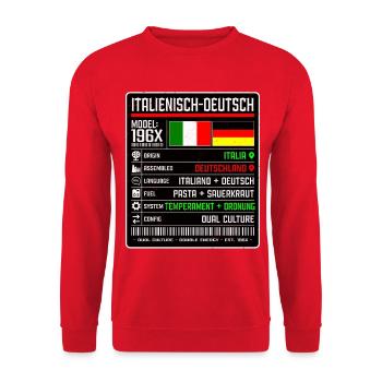 Deutschitaliener - zwischen zwei Kulturen 196x - Unisex Pullover - Rot - Vorne - Alina (178cm) & Michal (187cm)