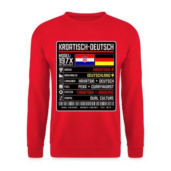 Deutschkroaten - zwischen zwei Kulturen 197x - Unisex Pullover - Rot - Vorne - Alina (178cm) & Michal (187cm)