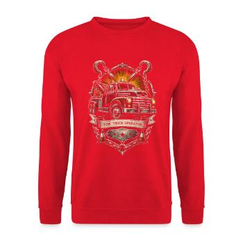 Abschleppfahrer Abschlepper Pannenhelfer - Unisex Pullover - Rot - Vorne - Alina (178cm) & Michal (187cm)