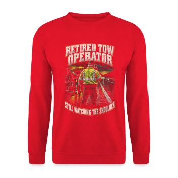 Abschleppfahrer Rente Abschlepper Pannenhelfer - Unisex Pullover - Rot - Vorne - Alina (178cm) & Michal (187cm)