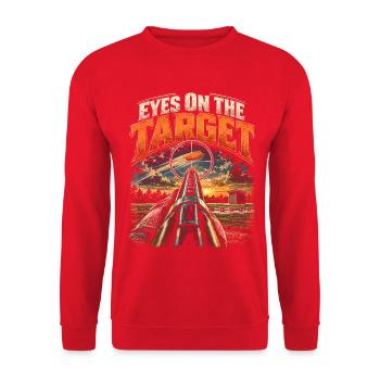 Tontaubenschießen Eyes On The Target - Unisex Pullover - Rot - Vorne - Alina (178cm) & Michal (187cm)
