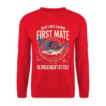 Great Lakes First Mate Salmon - Unisex Pullover - Rot - Vorne - Alina (178cm) & Michal (187cm)