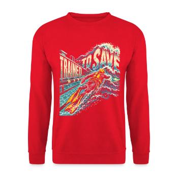 Rettungsschwimmer Trained To Save - Unisex Pullover - Rot - Vorne - Alina (178cm) & Michal (187cm)