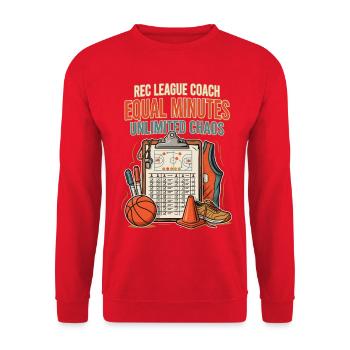 Rec-Liga Coach Gleiche Minuten Chaos - Unisex Pullover - Rot - Vorne - Alina (178cm) & Michal (187cm)