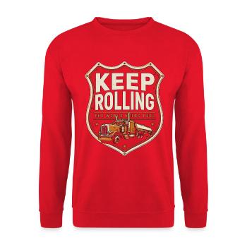Tank Driver Keep Rolling The World Road Transport - Unisex Pullover - Rot - Vorne - Alina (178cm) & Michal (187cm)