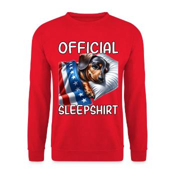 Dackel US Schlafshirt - Unisex Pullover - Rot - Vorne - Alina (178cm) & Michal (187cm)