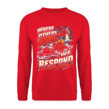 Rettungsschwimmer Where Others Panic We Respond - Unisex Pullover - Rot - Vorne - Alina (178cm) & Michal (187cm)