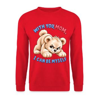 Cheeky Bear – Ich kann ich selbst sein - Unisex Pullover - Rot - Vorne - Alina (178cm) & Michal (187cm)