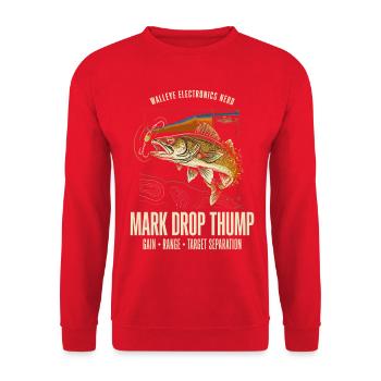 Mark Drop Thump Bass-Art - Unisex Pullover - Rot - Vorne - Alina (178cm) & Michal (187cm)