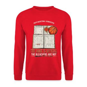 Offizielles Scorebook Spruch Basketball - Unisex Pullover - Rot - Vorne - Alina (178cm) & Michal (187cm)