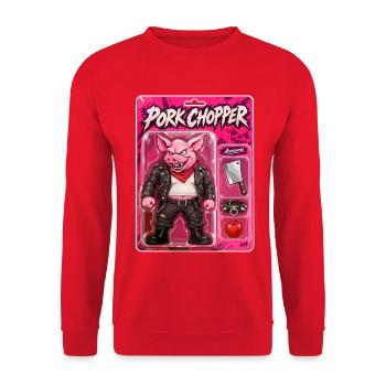 Pork Chopper Punk Pig - Unisex Pullover - Rot - Vorne - Alina (178cm) & Michal (187cm)