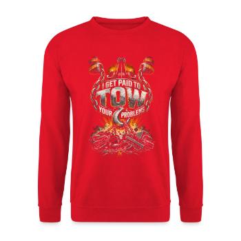 Abschleppfahrer Abschlepper - Unisex Pullover - Rot - Vorne - Alina (178cm) & Michal (187cm)