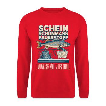 Am Wasser zählt jedes Detail Forelle - Unisex Pullover - Rot - Vorne - Alina (178cm) & Michal (187cm)