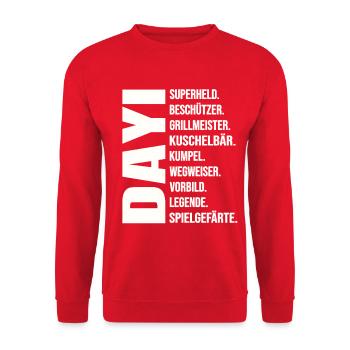 Dayi Definition Türkischer Onkel Geschenk Ideen - Unisex Pullover - Rot - Vorne - Alina (178cm) & Michal (187cm)