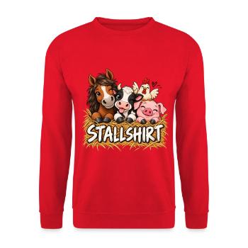 Bauernhof Tiere Landleben Stall Landwirtschaft - Unisex Pullover - Rot - Vorne - Alina (178cm) & Michal (187cm)