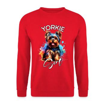 Yorkshire Terrier Mädchen Yorkshire Terrier - Unisex Pullover - Rot - Vorne - Alina (178cm) & Michal (187cm)