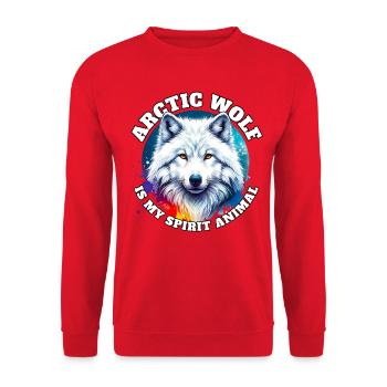Lustige Polarwolf Sprüche - Unisex Pullover - Rot - Vorne - Alina (178cm) & Michal (187cm)