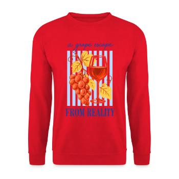 Wein: Eine Traubenflucht aus der Realität - Unisex Pullover - Rot - Vorne - Alina (178cm) & Michal (187cm)