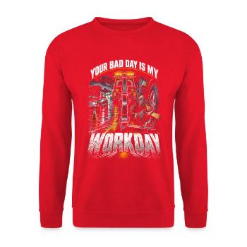 Abschleppfahrer Your Bad Day Is my Workday - Unisex Pullover - Rot - Vorne - Alina (178cm) & Michal (187cm)