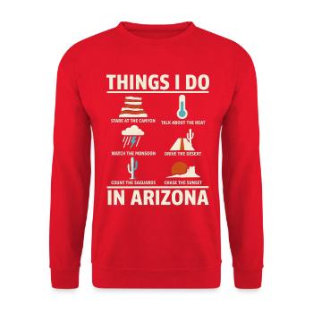 Dinge, die ich im Wüstenleben von Arizona tue - Unisex Pullover - Rot - Vorne - Alina (178cm) & Michal (187cm)