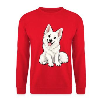 Berger Blanc Suisse Kawaii Style – Weißer Hund - Unisex Pullover - Rot - Vorne - Alina (178cm) & Michal (187cm)