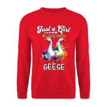 Gans Mädchen Goose - Unisex Pullover - Rot - Vorne - Alina (178cm) & Michal (187cm)