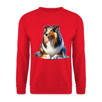 Langhaar Collie - Unisex Pullover - Rot - Vorne - Alina (178cm) & Michal (187cm)