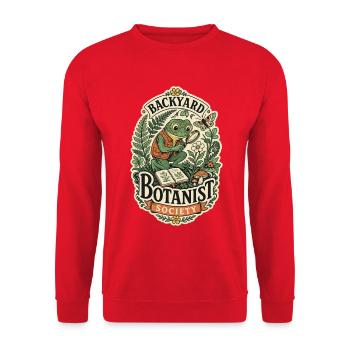 Backyard Botanist Patch - Unisex Pullover - Rot - Vorne - Alina (178cm) & Michal (187cm)