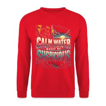 Rettungsschwimmer Calm Water Makes Me Suspicious - Unisex Pullover - Rot - Vorne - Alina (178cm) & Michal (187cm)